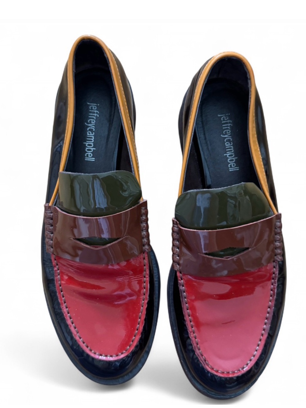 Jeffrey Campbell Multi-Color Patent Leather Loafers - Red/Green/Brown Size 8